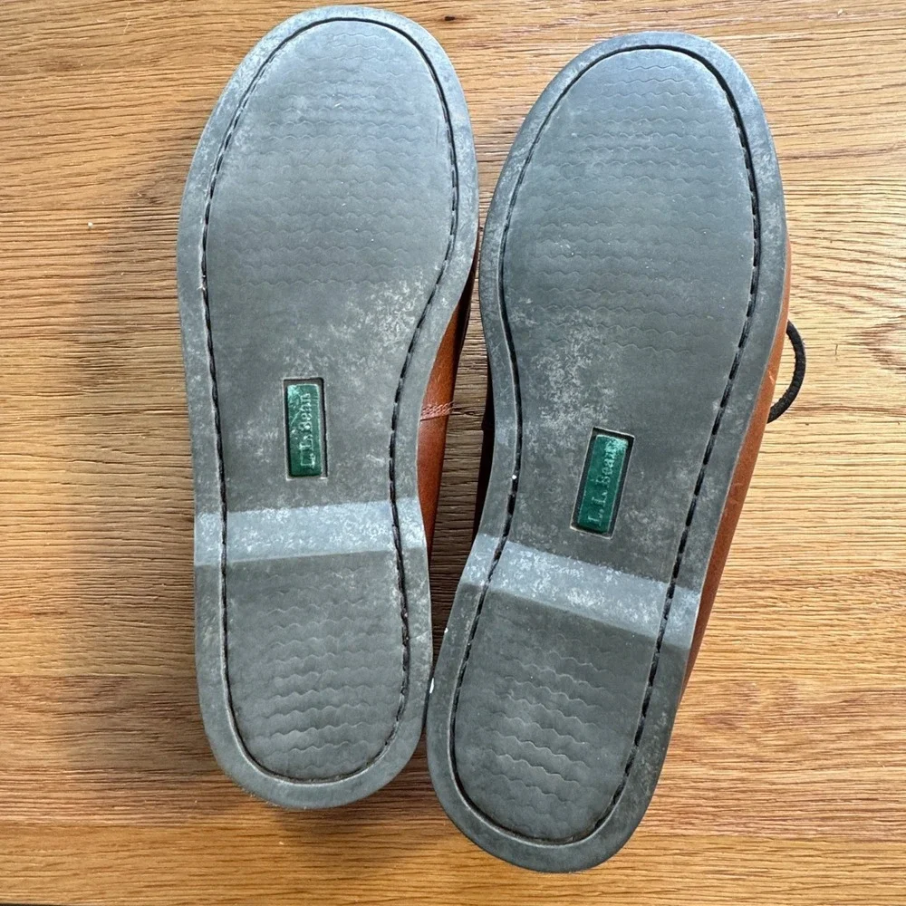LL Bean Mens Brown Leather Casco Bay Boat Shoes Moc Toe Loafers Size 10 EE